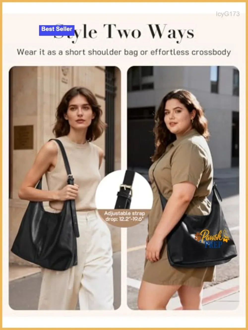 Vegan Leather Hobo Bag Soft Shoulder Tote Crossbody Purse with Pouch